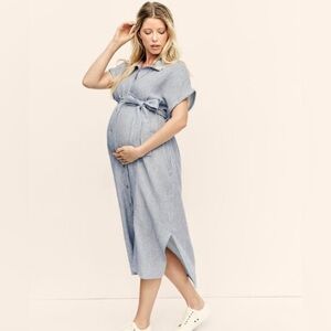 Women's Maternity Seaside Midi Shirtdress